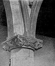 Carved pillar, Attenborough Church.