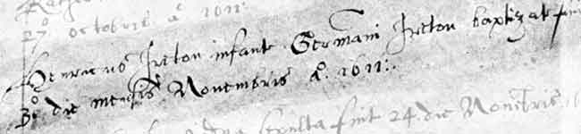 Register of Ireton's baptism.