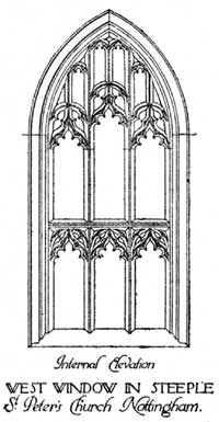 West window in steeple, St Peter's church, Nottingham