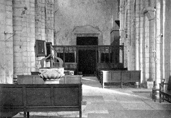 Interior of Blyth church, nave, looking east.