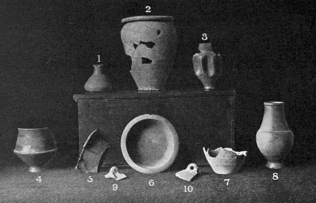 PLATE III. Romano-British pottery, found at Brough. Mouths of amphorae, fragments of mortaria, etc.