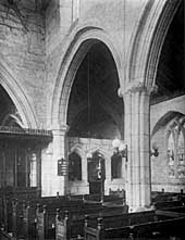 Interior of Clayworth church in 1910.