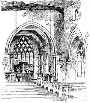 INTERIOR OF CHURCH, LOOKING EAST. 