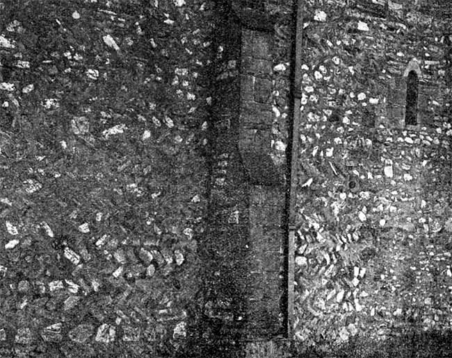 NORTH WALL OF CHURCH, WITH HERRING-BONE WORK AND SMALL WINDOW.