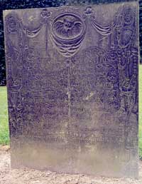 Gravestone to Henry Flint (died 4 July 1784, aged 65) and his wife, Zilphar (died 11 November 1771, aged 40).