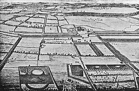 Haughton Hall set in its impressive park, c.1709.
