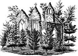 Haughton Chapel as sketched by John Throsby n the late 18th century.