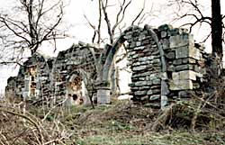 The remains of the north arcade of St James' chapel, Haughton (photo: A Nicholson, 1982).
