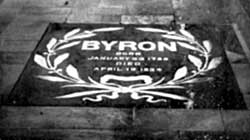 The Byron Slab in the Chancel floor, the gift of the King of Greece. 