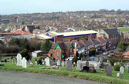 View over Kimberley town centre from the cemetery chapel 