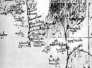 XVI Century Map (part of) of Sherwood Forest, Circa. 1593 A.D.
