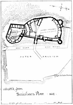 Plan of castle adapted from Smithson's plan: 1617.