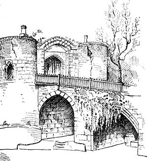 The entrance gateway (the old outer barbican).