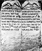 Terracotta gravestone in St Mary's church, c.1920.