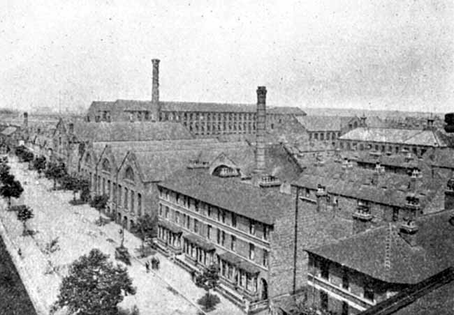 Bird's-eye view of factory premises. 