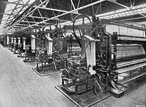 A GLIMPSE IN A TYPICAL NOTTINGHAM LACE AND EMBROIDERY FACTORY.
