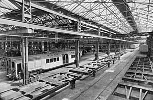 SCENE IN A NOTTINGHAM RAILWAY CARRIAGE AND WAGGON WORKS.