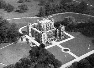 Wollaton Hall from the air in the early 1930s. 