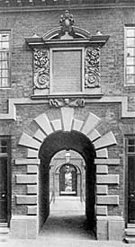 The entrance to Collin's Alms Houses. The building was demolished in the 1950s despite considerable opposition.