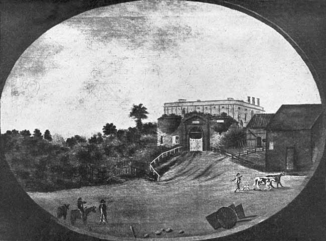 NOTTINGHAM CASTLE LODGE. (From an old Painting in the possession of Dr. Thos. Wright.)