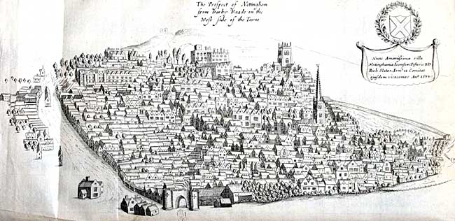 Nottingham viewd from the north-west in the 1670s.
