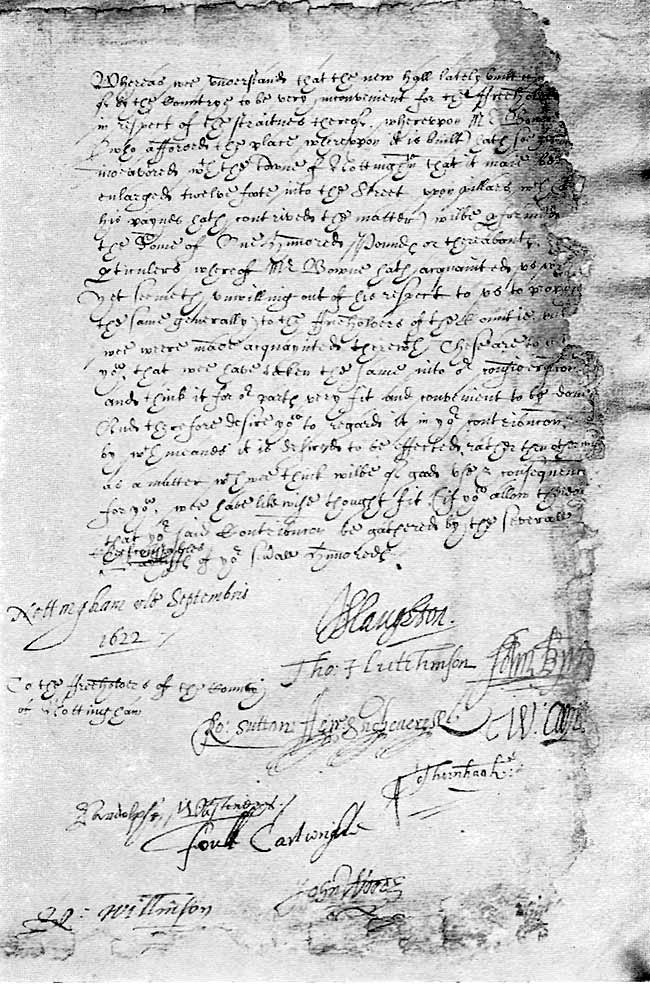 Facsimile of an old document, dated 1622.