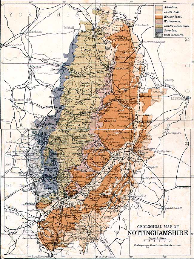 Geological map of Nottinghamshire