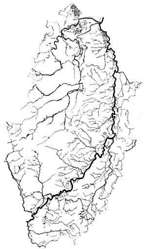 The River-Systems of Nottinghamshire (showing every tributary-stream and dyke, and the marked contrast between the Sandstone country on the west and the Clay country on the east).