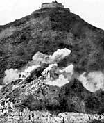 The Allies attacking Monte Cassino in World War II.