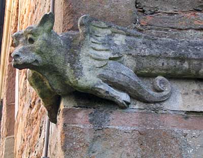 A charming carving of a mythical beast on the chancel wall of St Patrick's church, Nuthall.