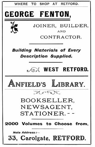 George Fenton (builder and contractor); Anfield's Library (bookseller, newsagen, stationer)