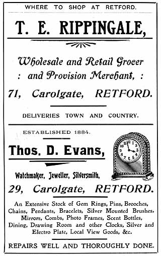 T E Rippingale (wholesale and retail grocer); Thomas D Evans (watchmaker, jeweller, silversmith)