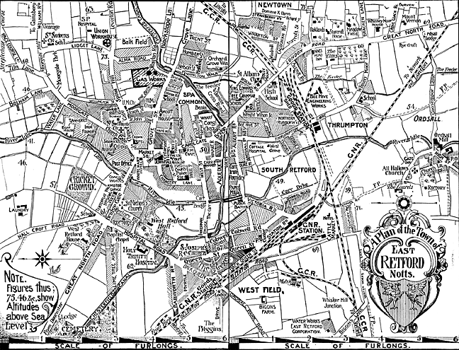 A plan of the streets of the Borough of East Retford.