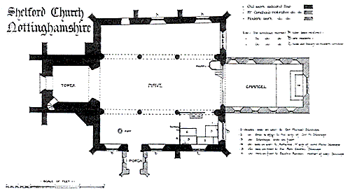 Plan of St Peter's church, Shelford.