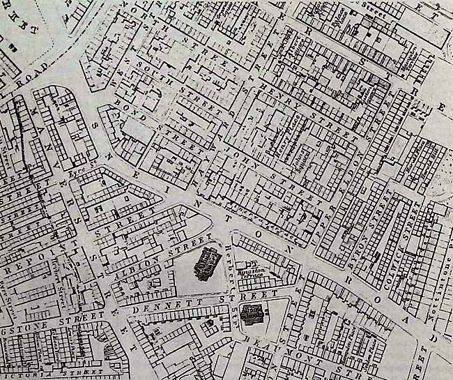 THE SURROUNDINGS OF THE ALBION CHAPEL as shown on Salmon's 1861 map.
