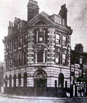THE NOTTINGHAM & NOTTINGHAMSHIRE BANK, Carlton Road, shortly before its opening; from a photograph in ’The Trader’. On the right is Bennett’s shop at no. 5 Manvers Street.