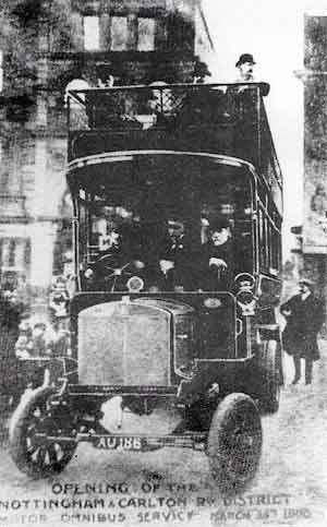 THE CIVIC PARTY aboard a motor bus on the first day of the Carlton Road service, 1906.