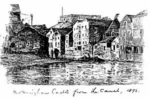 Nottingham Castle from the canal, 1893.
