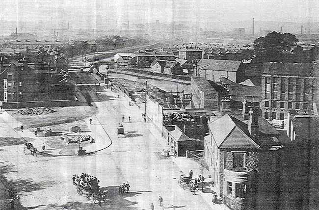 LONDON ROAD AND THE CANAL, about 1903, photographed from the roof of the Town Arms, Trent Bridge.