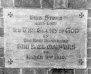 THE FOUNDATION STONE of the permanent church.
