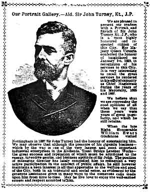 SIR JOHN TURNEY, as shown in the local weekly ’Who, When and Where’, May 22 1899.