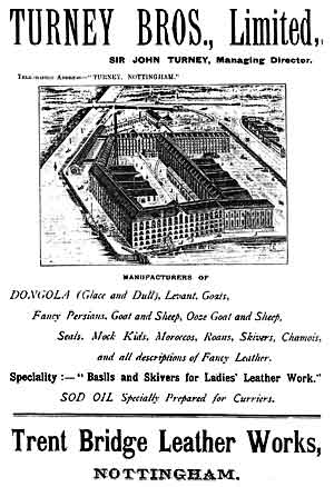 Turney Brothers’ works at Sneinton Island, as depicted in 1892. The artist has taken a number of liberties with local topography in this bird’s-eye view.