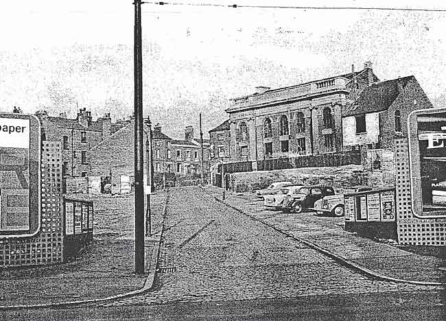 Looking up Bentinck Street to the Albion Chapel and Minerva Terrace (Sneinton Road).
