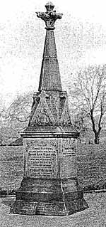 THE BURROWS MEMORIAL IN 1987. It has since lost its spire; nothing remains above the gabled stage.