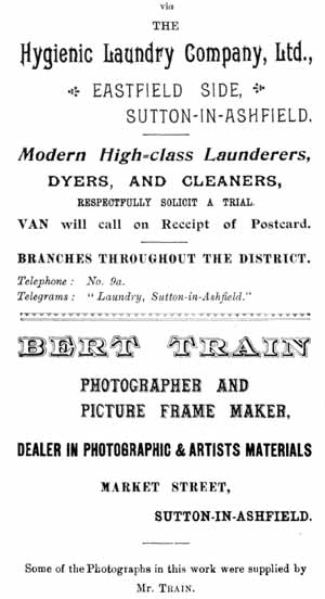 The Hygienic LAundary Company Ltd. Eastfield Side, Sutton-in-Ashfield / Bert Train, Photographer and Picure Frame Maker .. Market Street, Sutton-in-Ashfield