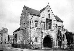 14th century gatehouse to Worksop Priory as seen in the 1900s.